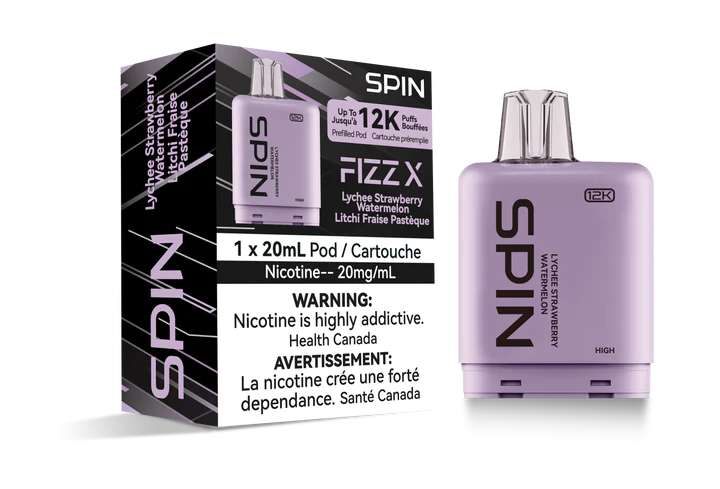 SPIN FIZZ X Pod 12000 - Lychee Strawberry Watermelon Flavour - 12k Vape Pod