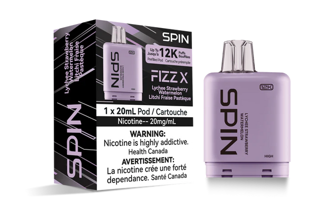 SPIN FIZZ X Pod 12000 - Lychee Strawberry Watermelon Flavour - 12k Vape Pod