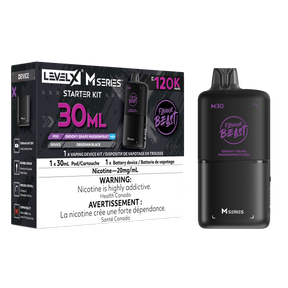 Level X M30 Groovy Grape Passionfruit 120K Starter Kit with 30mL prefilled pod and Obsidian Black battery