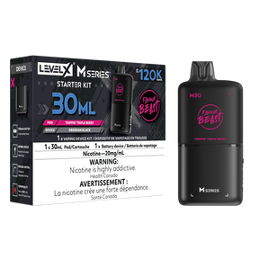 Level X M30 Trippin Triple Berry 120K Starter Kit with 30mL blueberry strawberry pomegranate pod and rechargeable battery