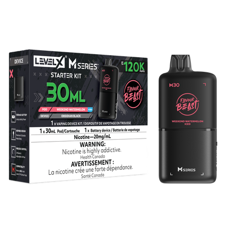 Level X M Series Weekend Watermelon Iced 120K starter kit with 30mL M30 prefilled pod