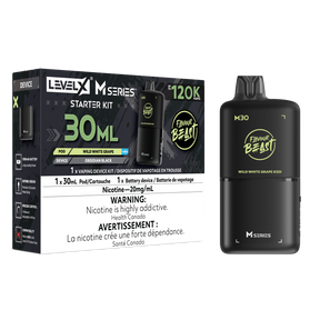 Level X M Series Wild White Grape Iced Starter Kit with 1000mAh  and 30mL M30 pod rated up to 120K puffs