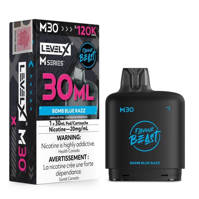 Bomb Blue Razz Level X M30 30mL prefilled pod 120K