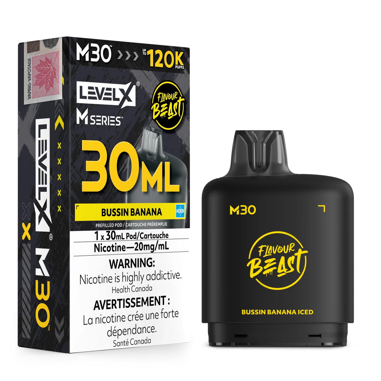 Bussin Banana Iced Level X M30 30mL prefilled pod 120K