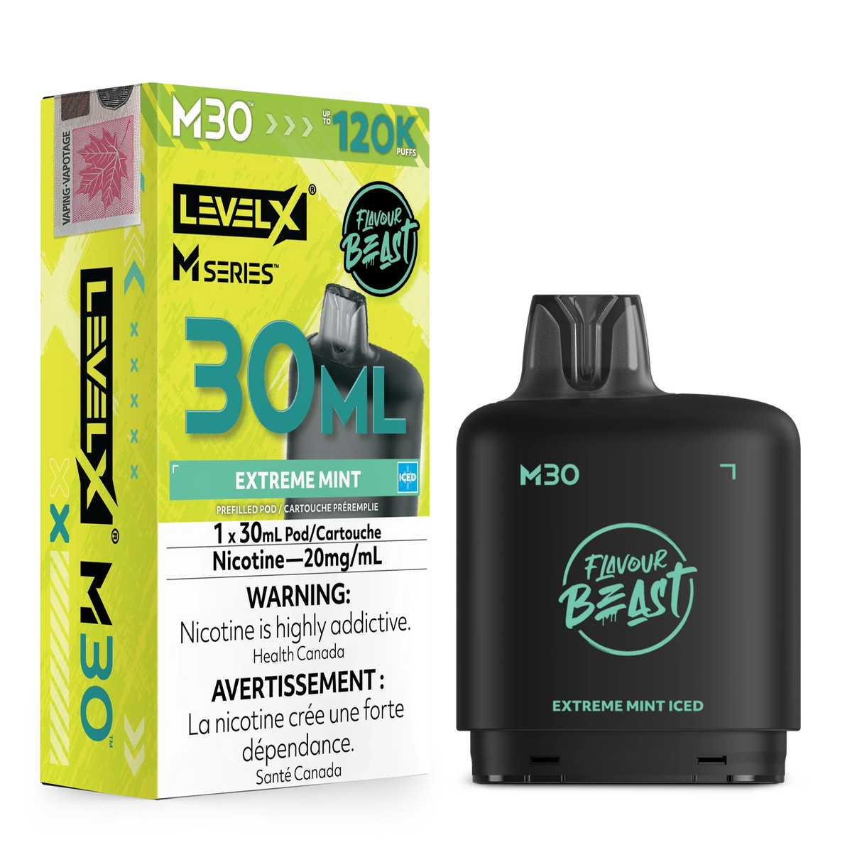Extreme Mint Iced Level X M30 30mL prefilled pod 120K