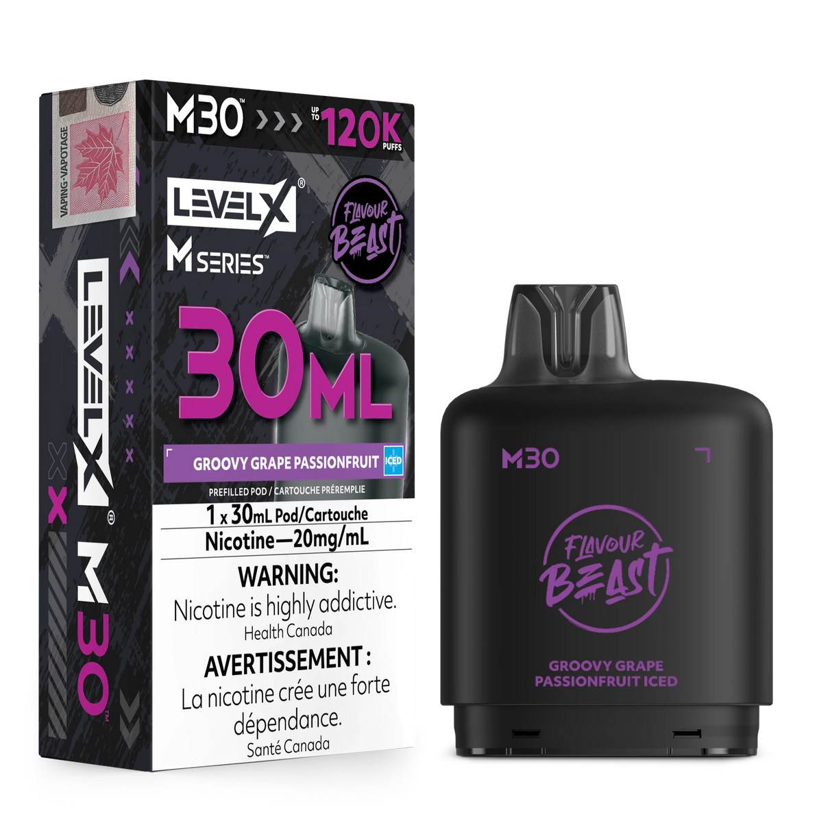 Groovy Grape Passionfruit Iced Level X M30 30mL prefilled pod 120K