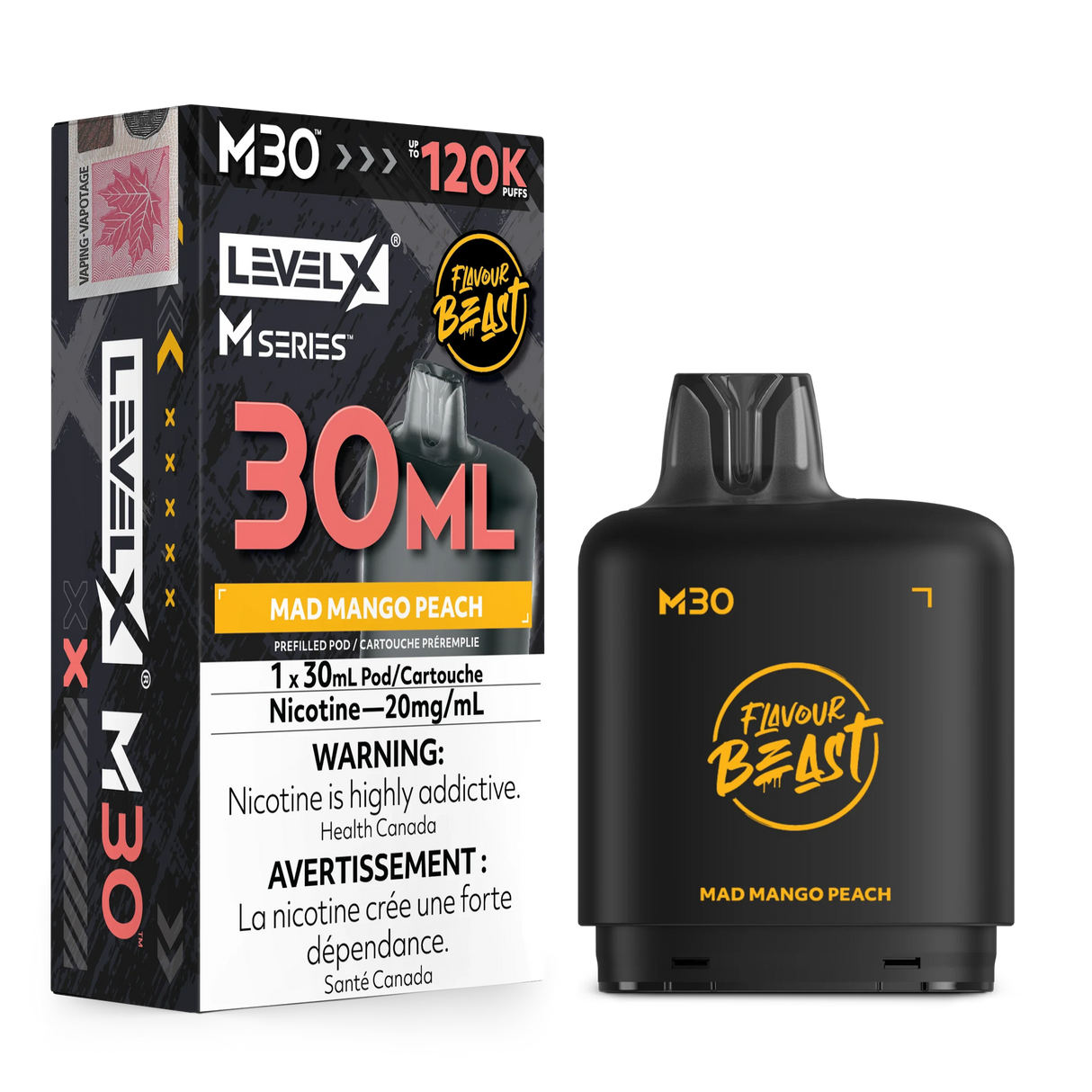 Mad Mango Peach Level X M30 30mL prefilled pod 120