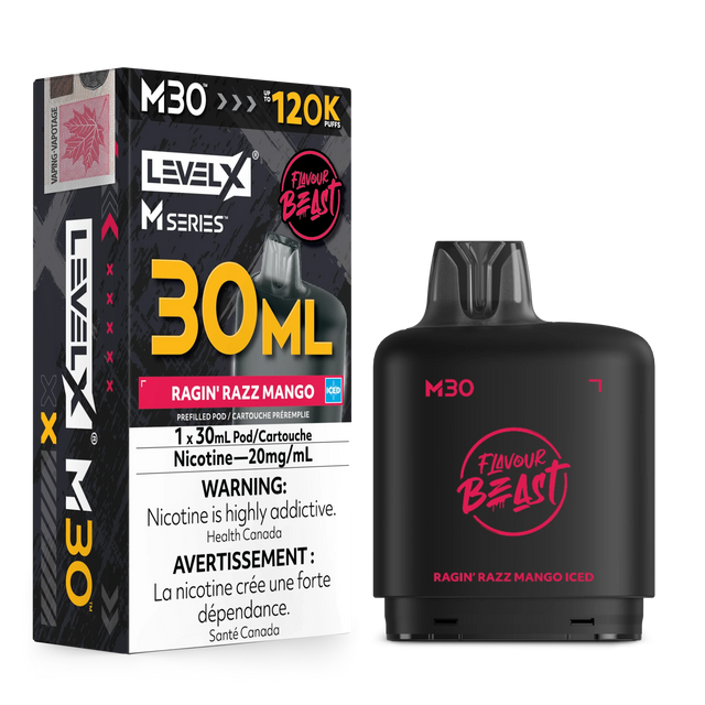 Ragin Razz Mango Iced Level X M30 30mL prefilled pod 120K