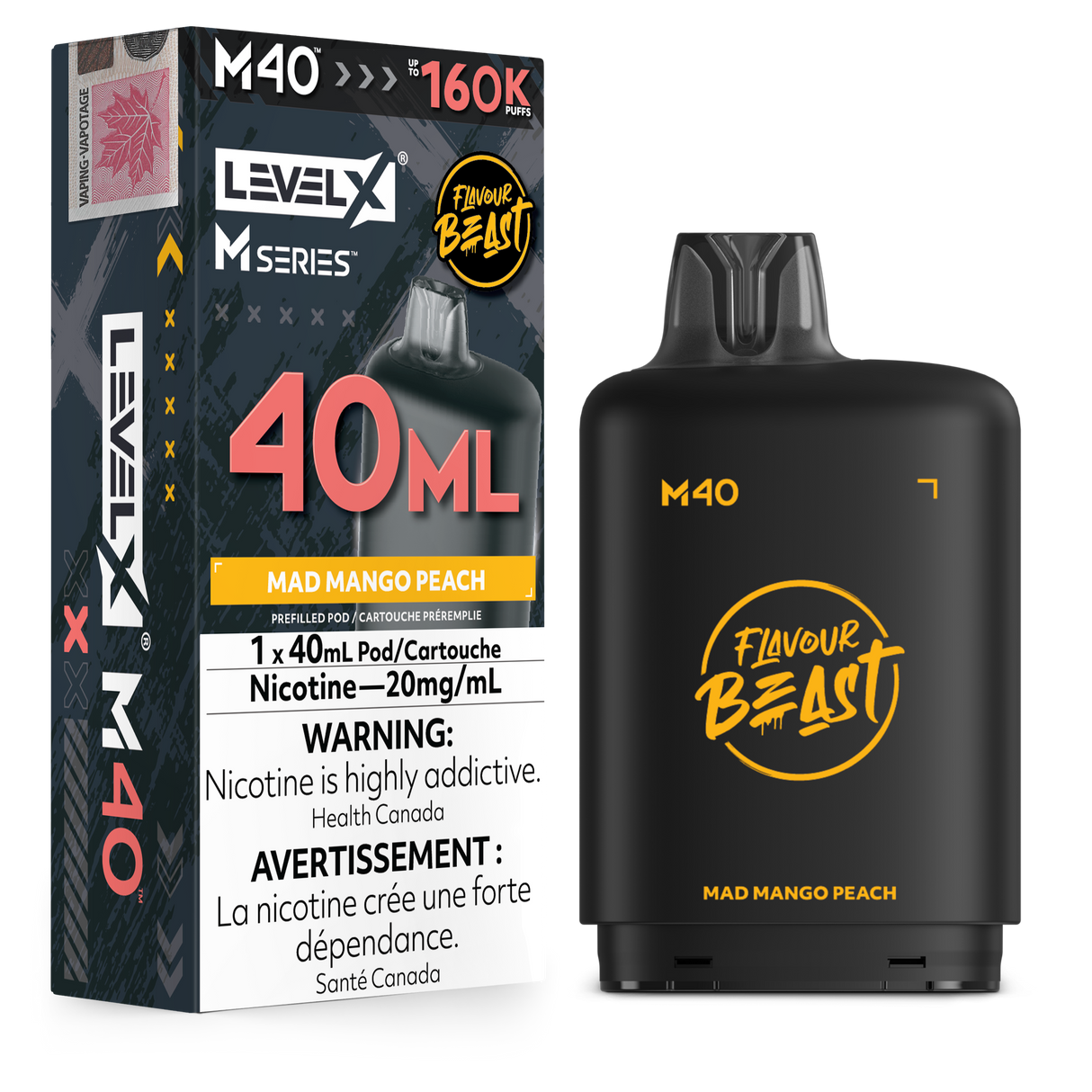 Mad Mango Peach Level X M40 40mL prefilled pod 160K