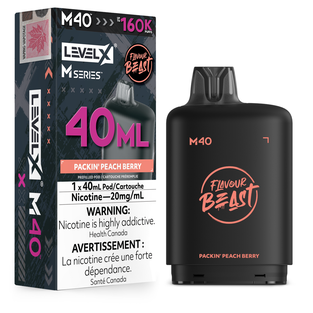 Packin Peach Berry Level X M40 40mL prefilled pod 160K