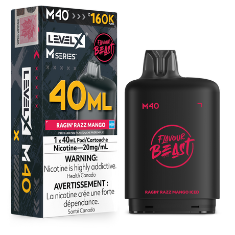 Ragin Razz Mango Iced Level X M40 40mL prefilled pod 160K