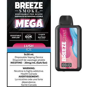 Lush Ice – Breeze Mega 60000 Puffs – 20mg Nicotine – 30mL e-liquid