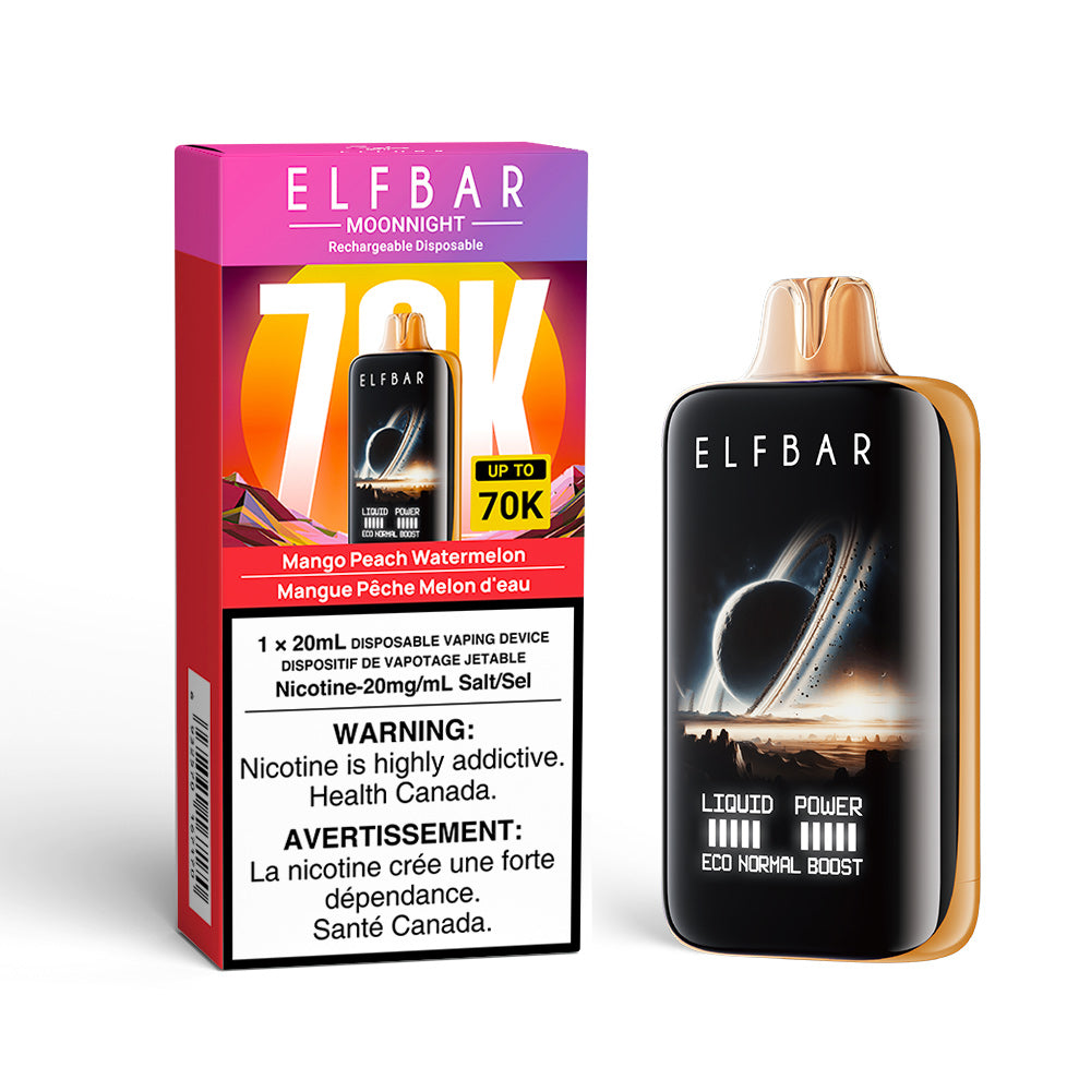Mango Peach Watermelon – ELF BAR 70K Vape – 70,000 Puffs, 20mL E-liquid, 20mg/mL Nicotine – Tropical Mango, Peach, and Watermelon Blend, Rechargeable