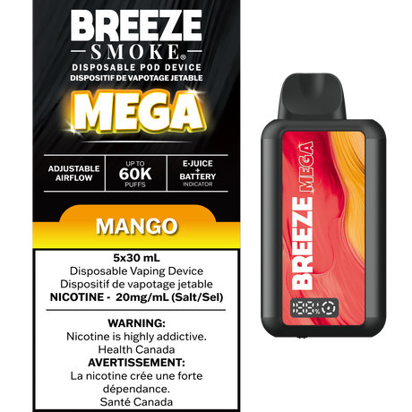 Mango – Breeze Mega 60000 Puffs – 20mg Nicotine – 30mL e-liquid