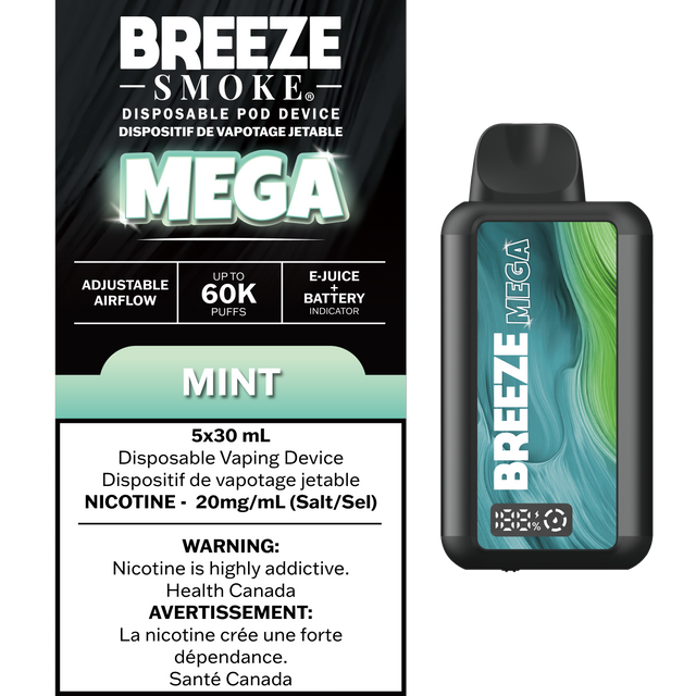 Mint – Breeze Mega 60000 Puffs – 20mg Nicotine – 30mL e-liquid
