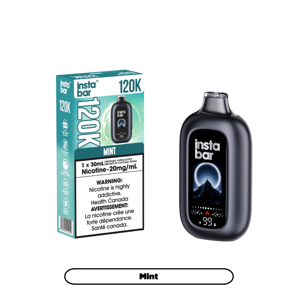  INSTA BAR 120K Disposable Vape Mint with up to 120,000 puffs and dual mesh coil in Canada

