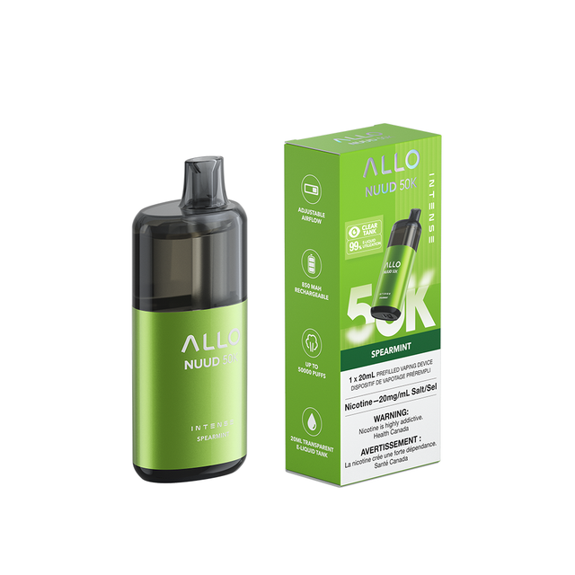 Spearmint – Allo Intense NUUD 50K Disposable Vape 20 mL Clear Tank 850 mAh.