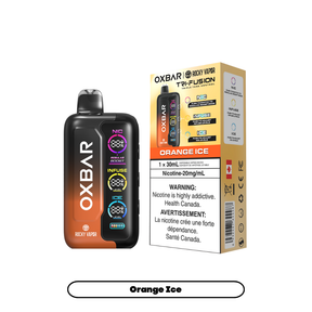 Orange Ice - Oxbar Rocky Vapor Tri Fusion Disposable Vape - 30mL - 30000+ Puffs - Nicotine Strength 20mg/mL.