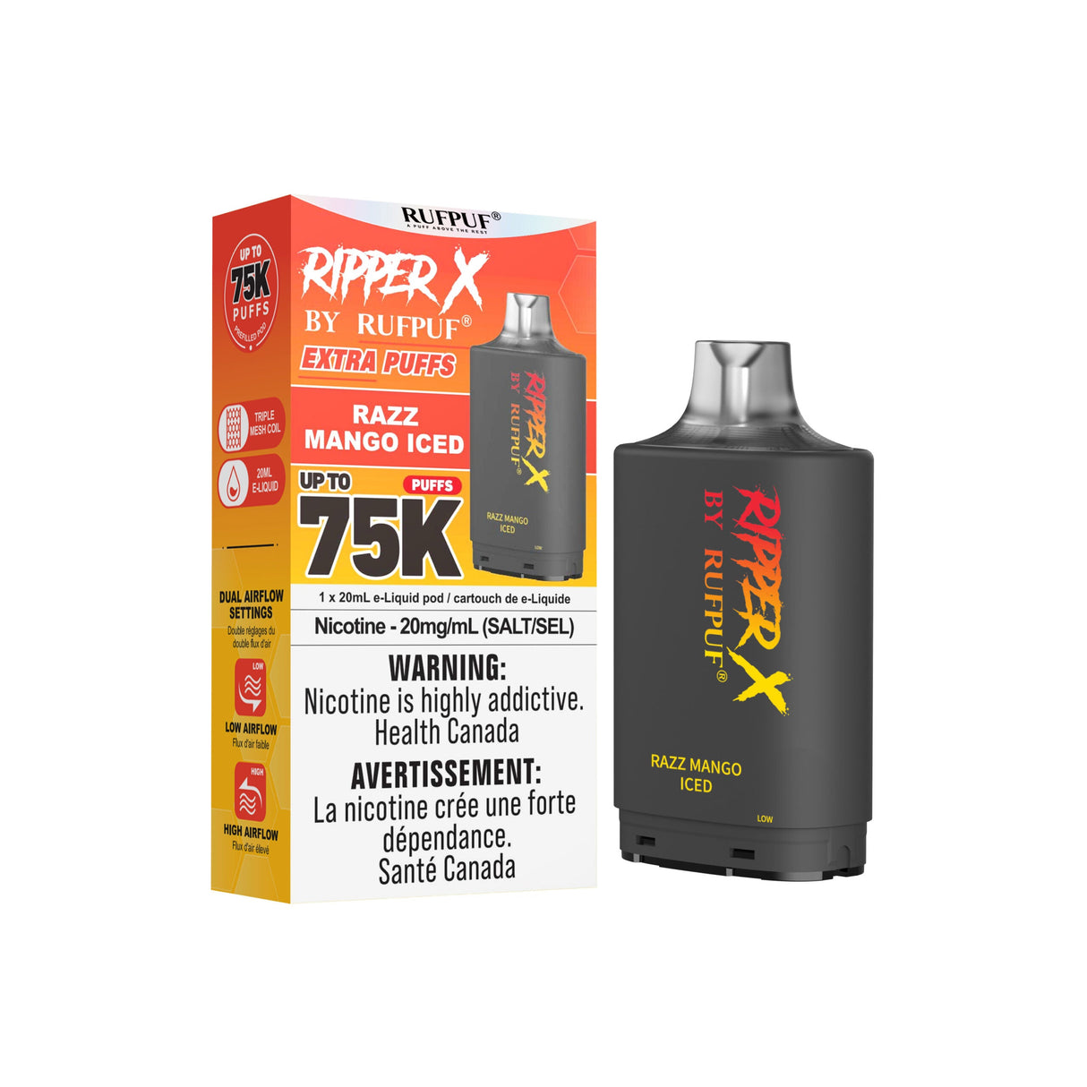 Razz Mango Iced - Ripper X 75k Turbo Pod