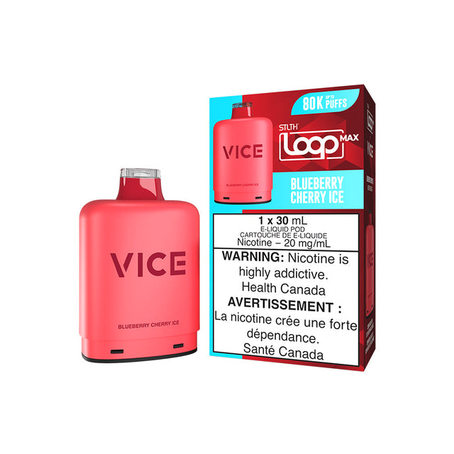 Blueberry Cherry Ice – STLTH LOOP MAX x VICE Pods 80,000 puffs 30mL 20mg adjustable airflow in Canada