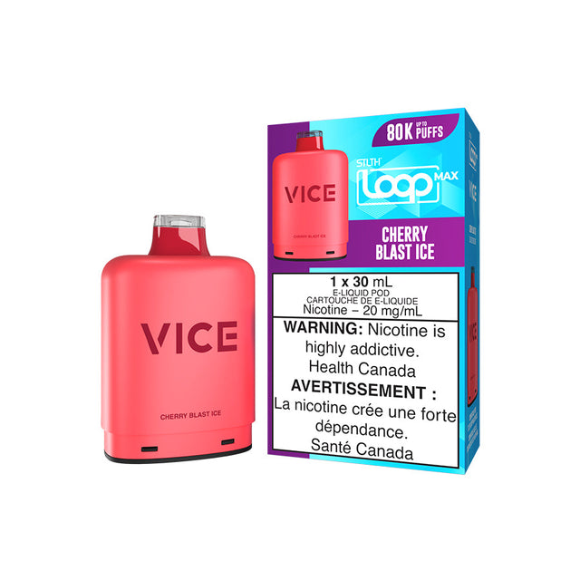 Cherry Blast Ice – STLTH LOOP MAX x VICE Pods 80,000 puffs 30mL 20mg magnetic pod in Canada