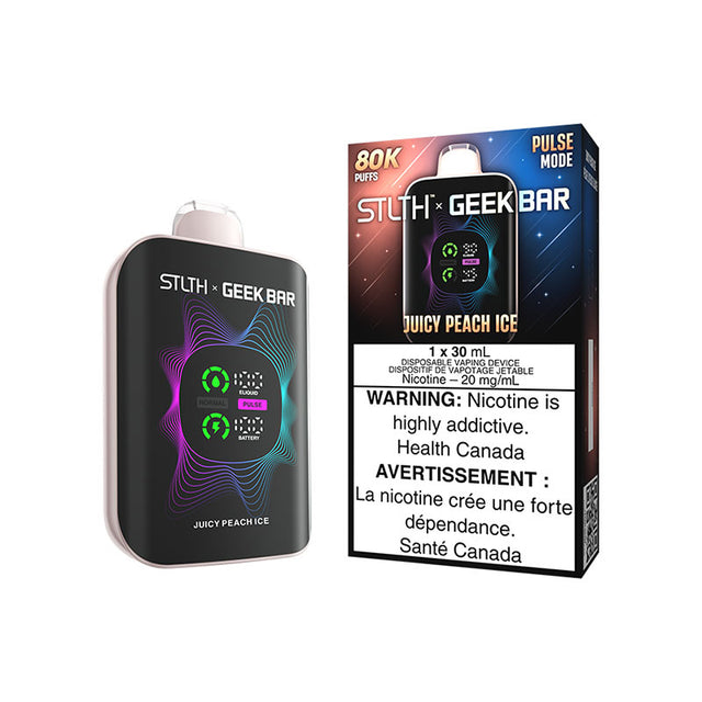 Juicy Peach Ice - STLTH X GEEKBAR 80000 puffs - 30mL vape e-liquid - 20mg nicotine