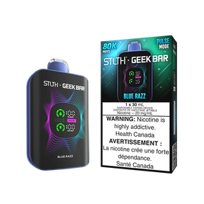 Blue Razz STLTH X GEEKBAR 80K Disposable Vape Canada Limited Edition with blue raspberry flavour