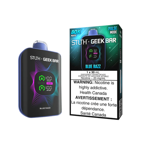 Blue Razz STLTH X GEEKBAR 80K Disposable Vape Canada Limited Edition with blue raspberry flavour