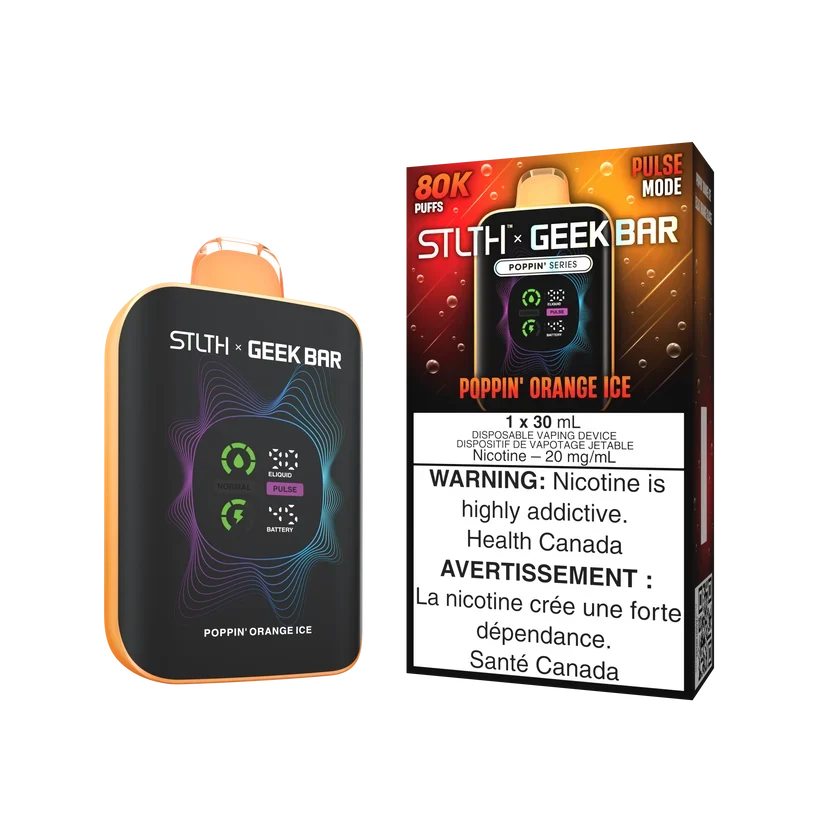 Poppin Orange Ice STLTH x Geek Bar 80K 30mL disposable vape