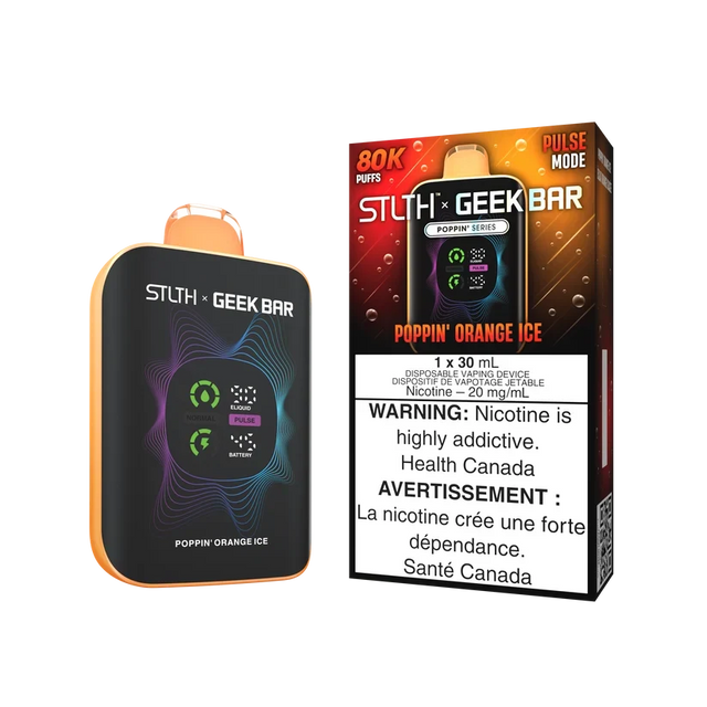 Poppin Orange Ice STLTH x Geek Bar 80K 30mL disposable vape