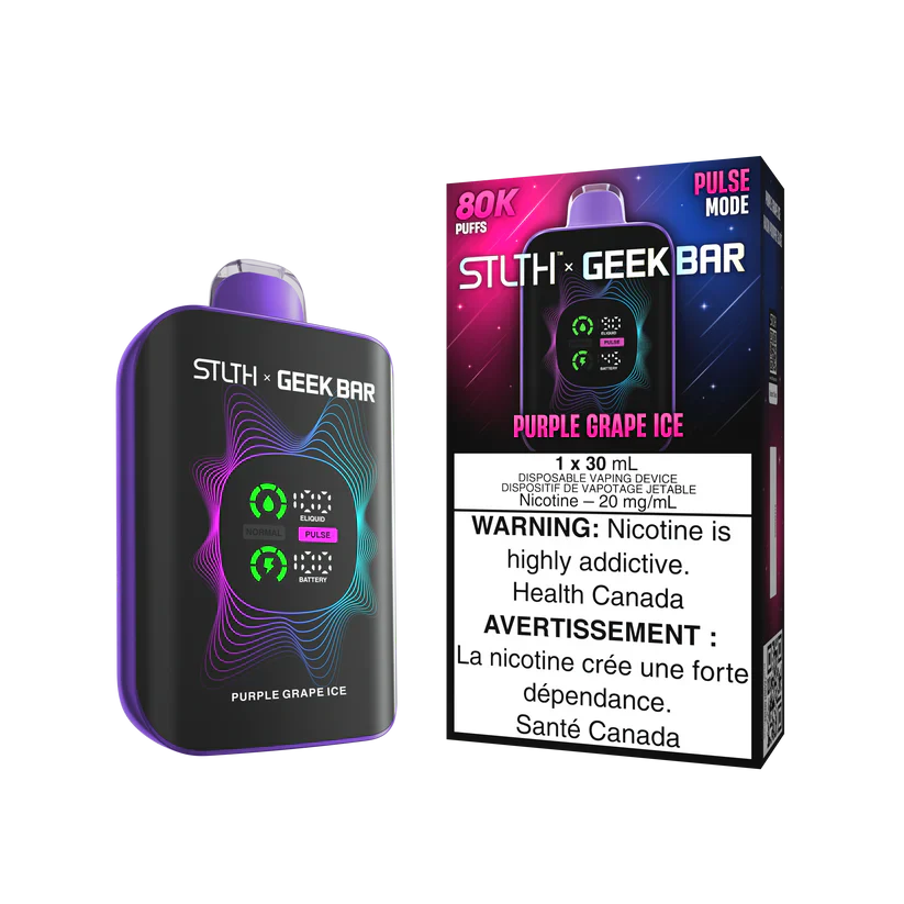 Purple Grape STLTH X GEEKBAR 80K Disposable Vape with rich grape flavour and 30mL capacity