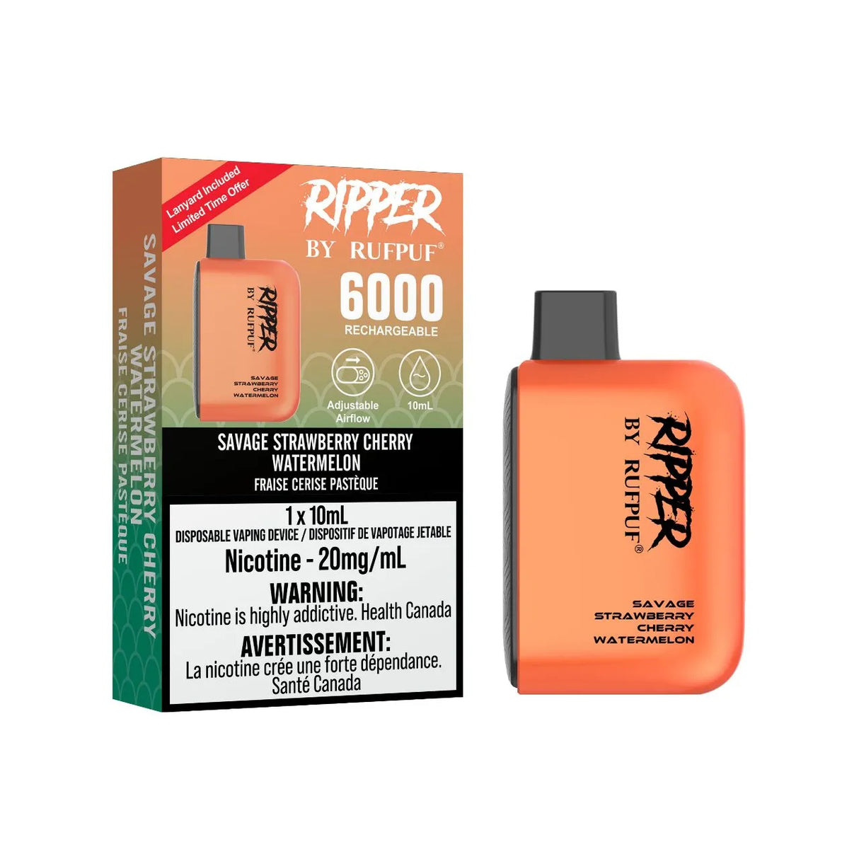 Savage Strawberry Cherry Watermelon - Rufpuf Ripper Disposable Vape 6000