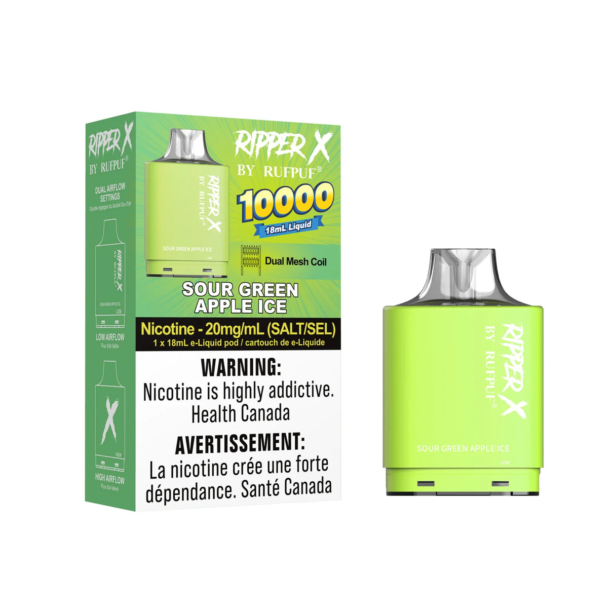 Sour Green Apple Ice - 15 K Rufpuf Ripper X Pod