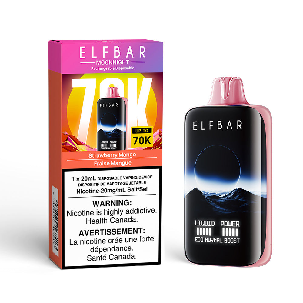 Strawberry Mango – ELF BAR 70K Vape – 70,000 Puffs, 20mL E-liquid, 20mg/mL Nicotine – Sweet Strawberry and Tropical Mango, Rechargeable