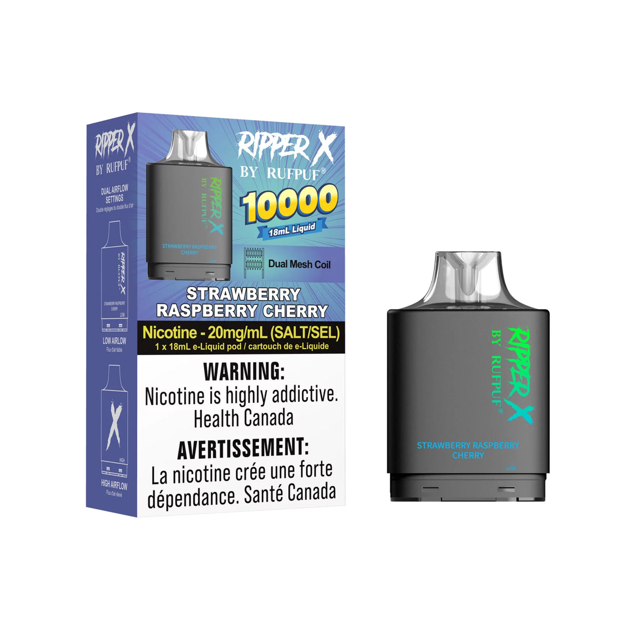 Strawberry Raspberry Cherry Rufpuf Ripper X Pod 10000 Puffs