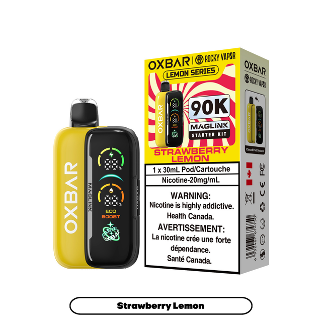 Oxbar x Rocky Vapor Maglink Disposable Vape Strawberry Lemon flavour – 90,000 puffs