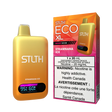 STLTH ECO XL Strawnana Ice disposable vape device placed beside box showing strawberry banana flavor with cooling ice finish