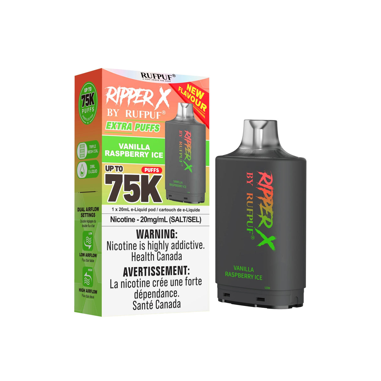 Vanilla Raspberry Ice - Ripper X 75K Pod