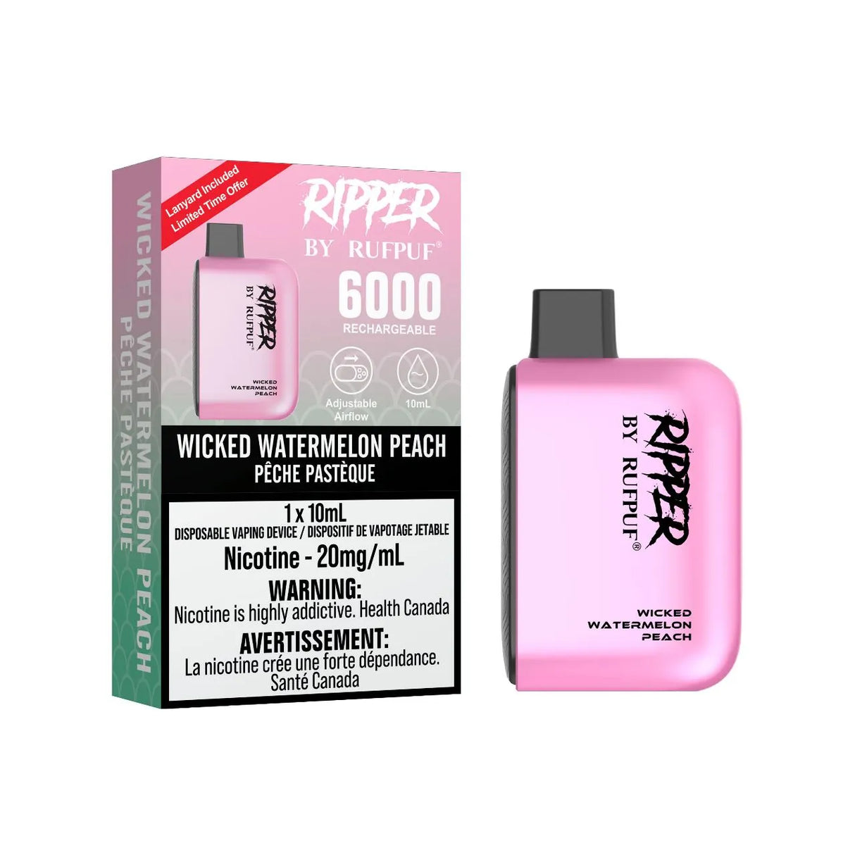 Wicked Watermelon Peach - Rufpuf Ripper Disposable Vape 6000