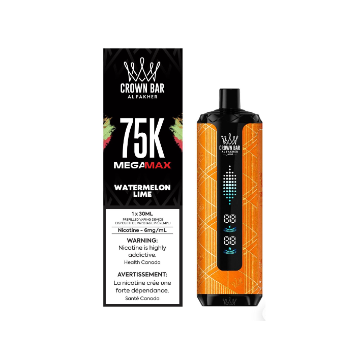 Al Fakher Mega Max 75K Watermelon Lime disposable vape with up to 75K puffs and dual mode in Canada
