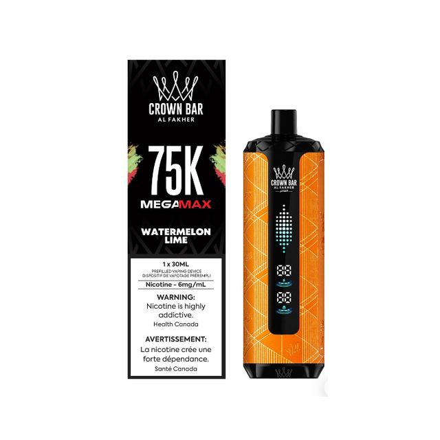 Al Fakher Mega Max 75K Watermelon Lime disposable vape with up to 75K puffs and dual mode in Canada