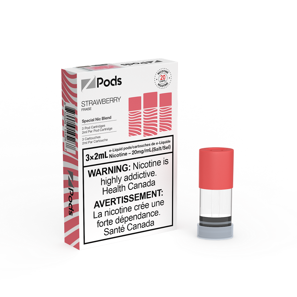 ZPods - Strawberry Strawberry Ice prefilled pods with 400 puffs per pod and layered cotton coils in Canada