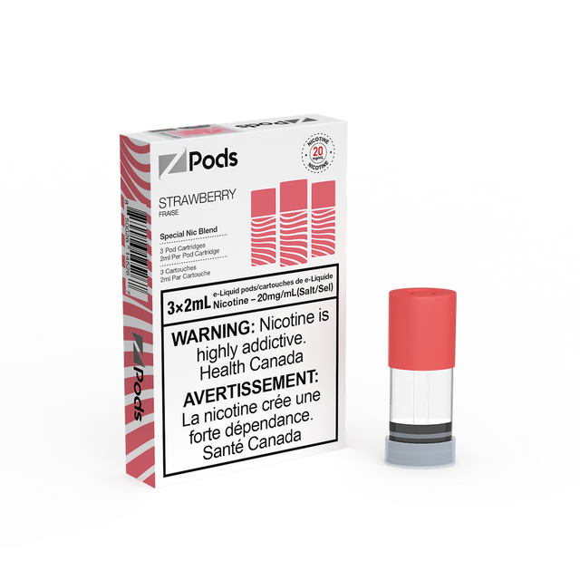 ZPods - Strawberry Strawberry Ice prefilled pods with 400 puffs per pod and layered cotton coils in Canada