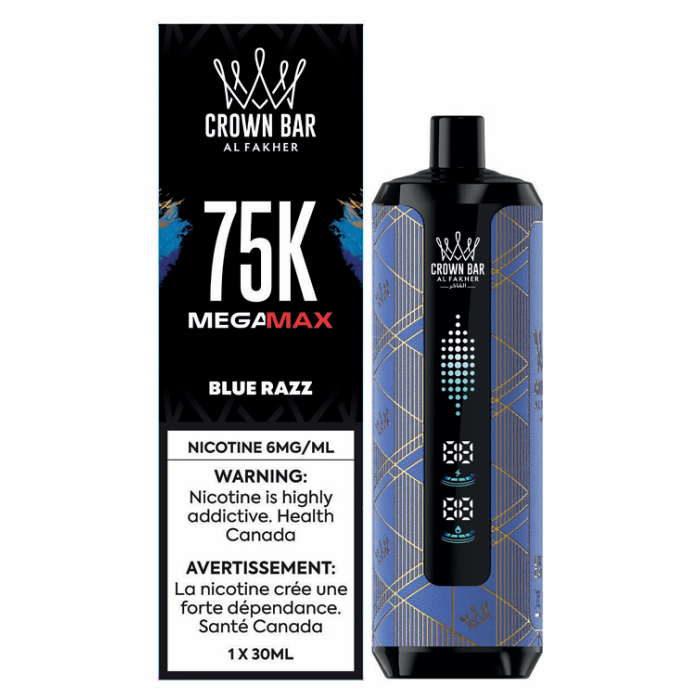 Crown Bar Al Fakher MEGAMAX 75K Blue Razz disposable vape – 75,000 puffs