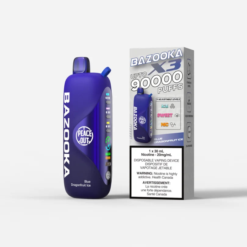 Bazooka Disposable Vape X3 - 90000 Puffs  30ML - Synthetic - Adjustable Nic levels