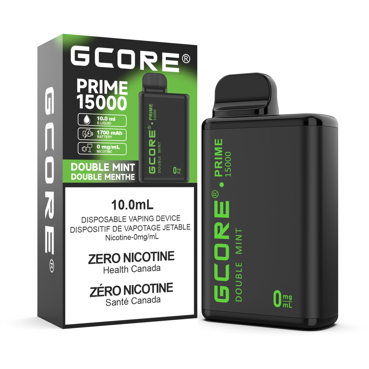 Gcore Prime 15K Zero Nicotine Disposable Vape 15000 Puffs Double Mint