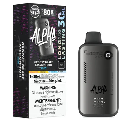 Groovy Grape Passionfruit Iced Flavour Beast Alpha 80K Disposable Vape 30mL with 20mg nicotine