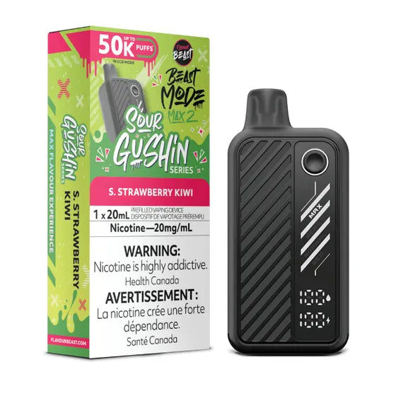 Sour Gushin S. Strawberry Kiwi - Flavour Beast BeastMode Max 2 50K Disposable Vape