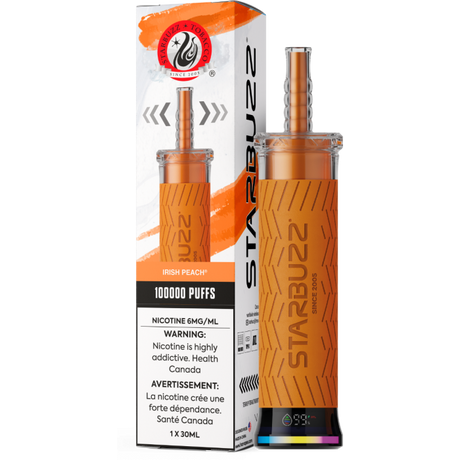 Starbuzz E-Hose 100K Disposable Vape – Irish Peach flavour 6mg 30mL