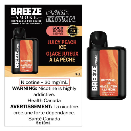 Breeze Prime Disposable Vape 6000 - Juicy Peach Ice